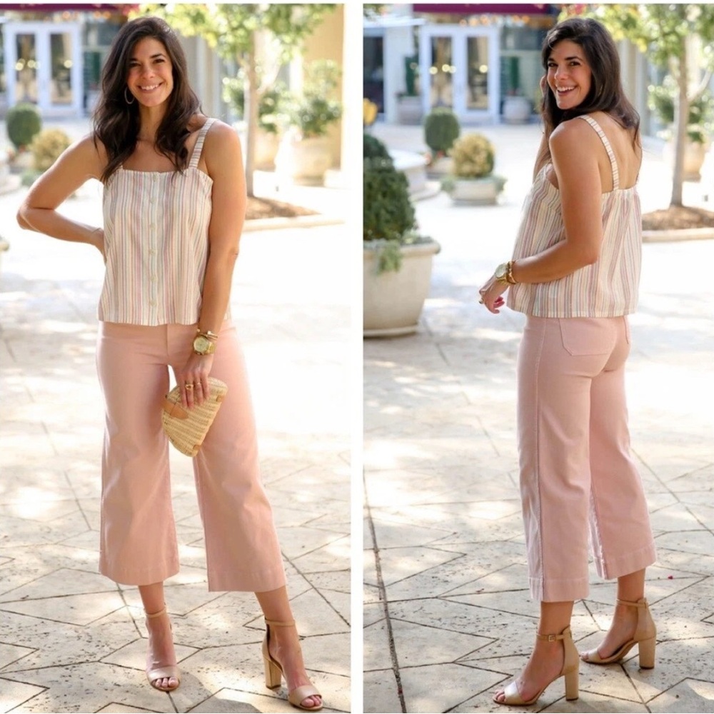 MADEWELL Emmett Wide Leg Crop Pants in pink oyster size 25